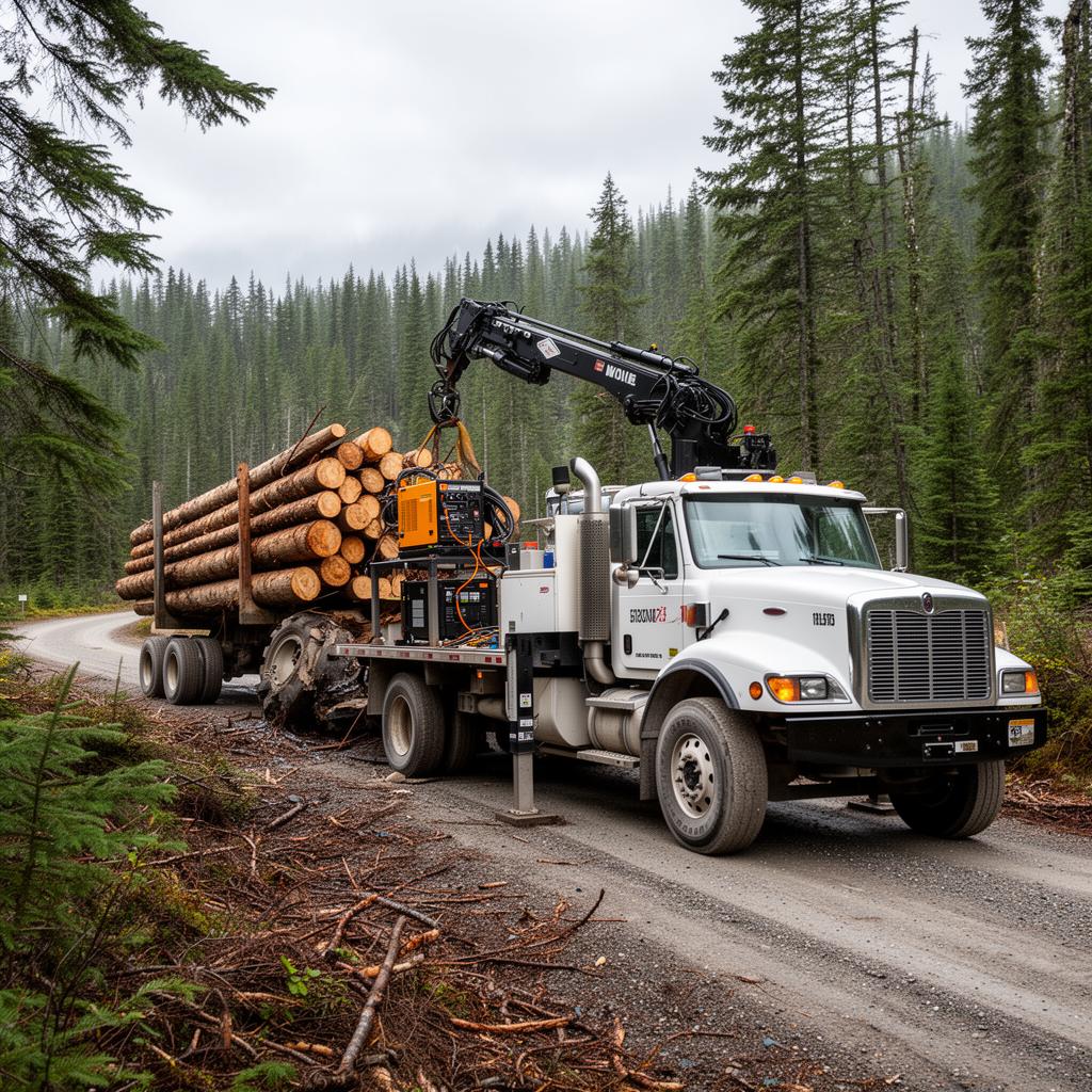 Service truck working in Northern British Columbia